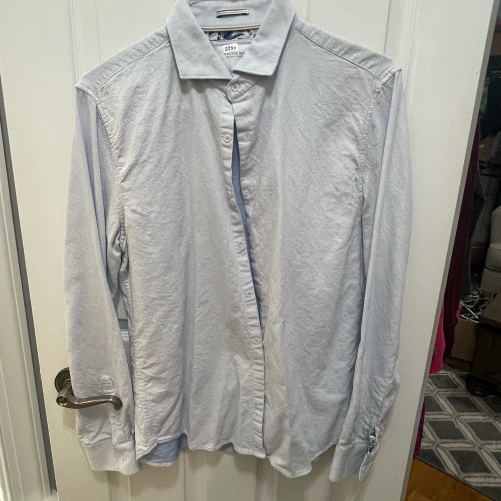 Light Blue Button-Down Shirt L, breathable fabric Cactus Man Ricky Simon